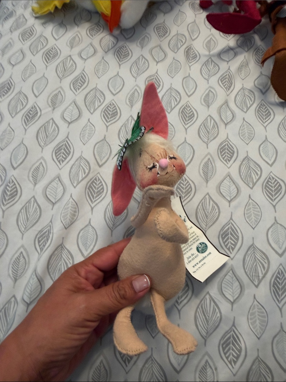 Annalee Pink-Accented Cream Plush Elf Figurine